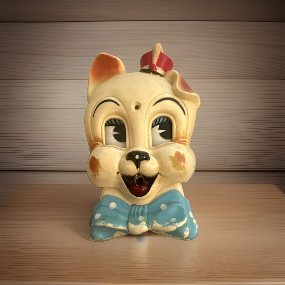 Vintage Plastic Dog with Band Hat & Bow Tie Sliding Light Switch Plate/Cover
